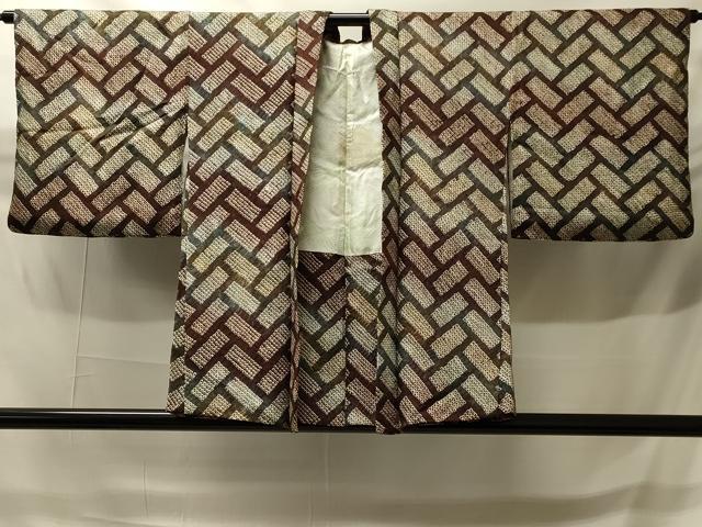 平和屋着物＃羽織　総絞り　檜垣文　暈し染め　正絹　逸品　CABH6925in