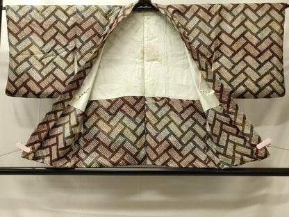 平和屋着物＃羽織　総絞り　檜垣文　暈し染め　正絹　逸品　CABH6925in