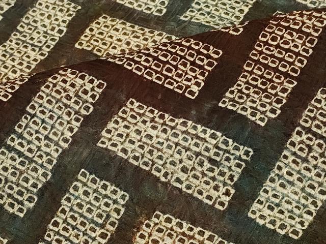 平和屋着物＃羽織　総絞り　檜垣文　暈し染め　正絹　逸品　CABH6925in