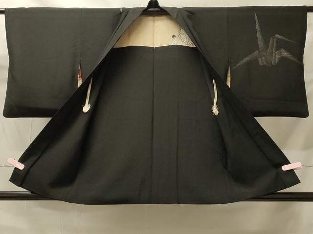 平和屋着物＃羽織　寿光織　折り鶴　黒地　金銀糸　正絹　逸品　CABH6926in