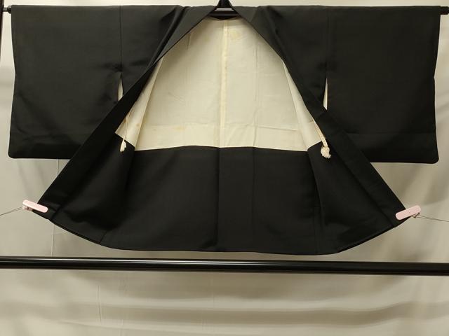 平和屋着物＃羽織　渡り橋草花文　黒地　金彩　正絹　逸品　CABH6928in