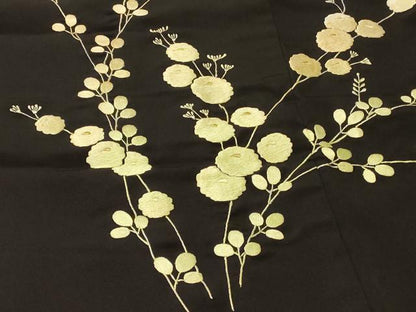 平和屋着物＃羽織　総刺繍　枝花文　黒地　金糸　正絹　逸品　CABH6934in