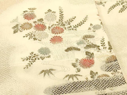 平和屋着物＃羽織　寿光織　エ霞風景花文　金糸　正絹　逸品　CABH6937in
