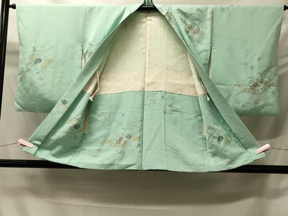 平和屋着物＃羽織　寿光織　流水草花文　金銀糸　正絹　逸品　CABH6943in