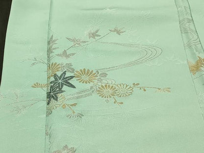 平和屋着物＃羽織　寿光織　流水草花文　金銀糸　正絹　逸品　CABH6943in