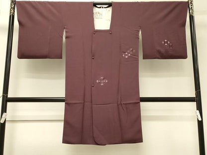 平和屋着物＃道行コート　総刺繍　エ霞花菱文　銀糸　ロング丈　正絹　逸品　CABH6949in
