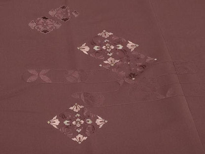 平和屋着物＃道行コート　総刺繍　エ霞花菱文　銀糸　ロング丈　正絹　逸品　CABH6949in