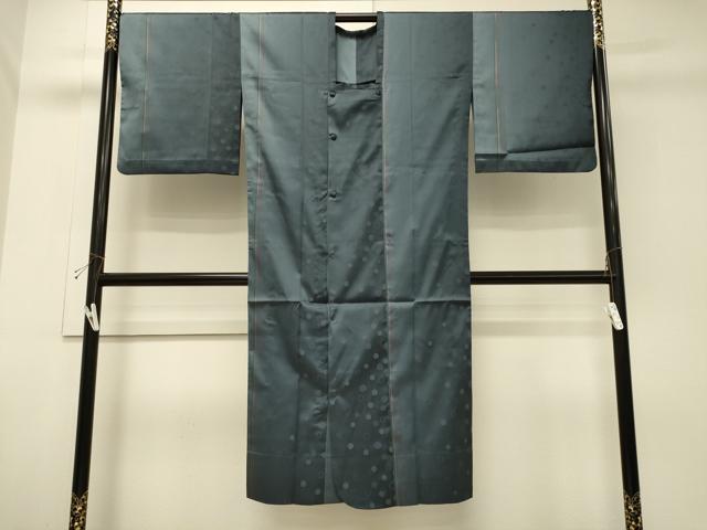 平和屋着物＃道行コート　雨コート　単衣　あられ間道　暈し染め　ロング丈　正絹　逸品　CABH6950in