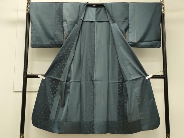 平和屋着物＃道行コート　雨コート　単衣　あられ間道　暈し染め　ロング丈　正絹　逸品　CABH6950in