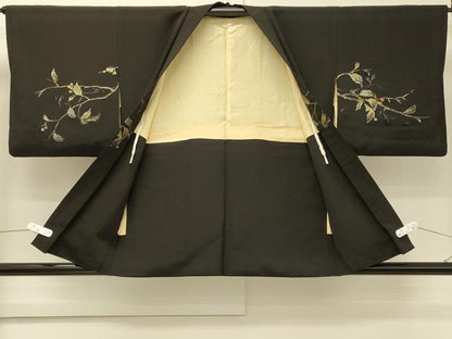 平和屋着物＃羽織　寿光織　南天文　黒地　金糸　正絹　逸品　CABH6951in