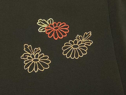 平和屋着物＃羽織　刺繍　地紙吉祥草花文　黒地　金彩　正絹　逸品　CABH6952in
