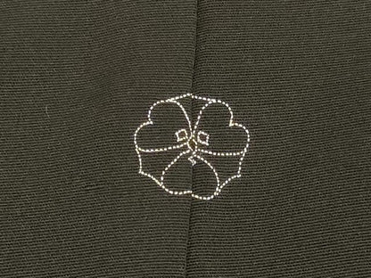 平和屋着物＃羽織　刺繍　地紙吉祥草花文　黒地　金彩　正絹　逸品　CABH6952in