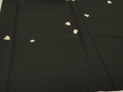 平和屋着物＃羽織　絞り　舞花文　黒地　正絹　逸品　CABH6953in
