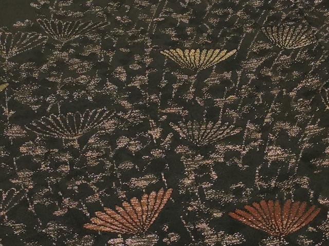 平和屋着物＃羽織　寿光織　枝花文　黒地　金糸　正絹　逸品　CABH6955in