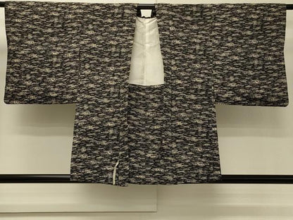 平和屋着物＃羽織　霞文　黒地　正絹　逸品　CABH6961in