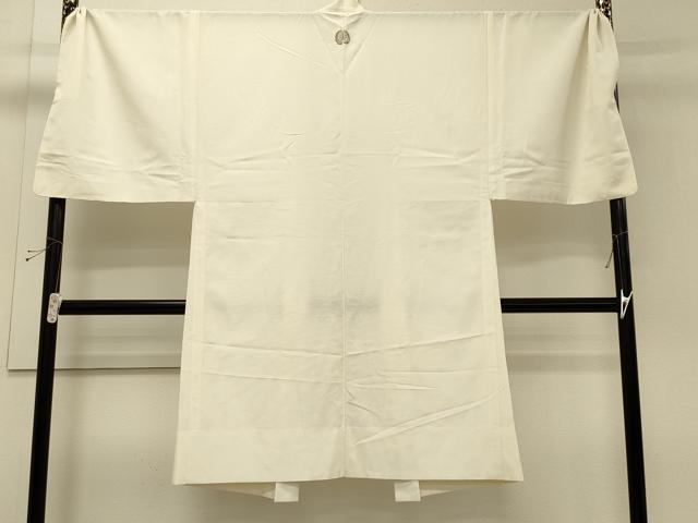 平和屋着物＃男性　長羽織　色紋付き　紬地　単衣　生成り色　キングサイズ　正絹　逸品　CABH6966in