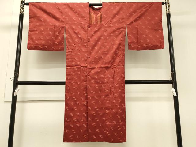 平和屋着物＃道行コート　雨コート　単衣　霞文　ロング丈　正絹　逸品　CABH6968in