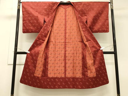 平和屋着物＃道行コート　雨コート　単衣　霞文　ロング丈　正絹　逸品　CABH6968in