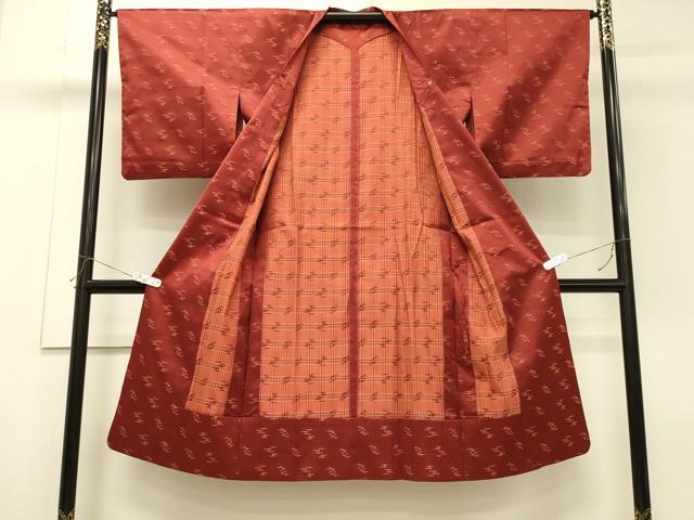 平和屋着物＃道行コート　雨コート　単衣　霞文　ロング丈　正絹　逸品　CABH6968in