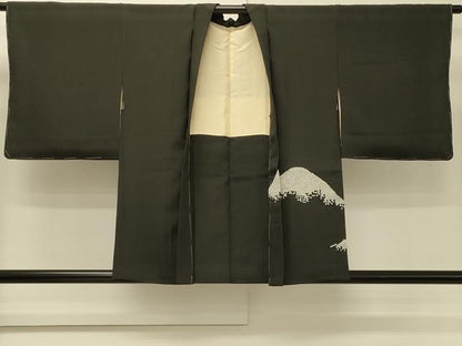 平和屋着物＃羽織　作家物　遠山文　黒地　正絹　逸品　未使用　CABH6971in