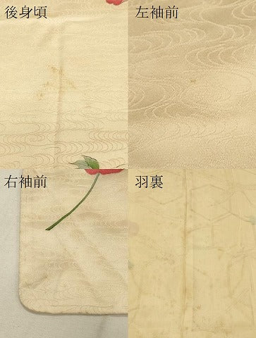 平和屋着物＃羽織　手描き　枝花文　正絹　逸品　CABH6973in