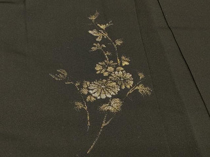 平和屋着物＃羽織　寿光織　枝花文　黒地　金銀糸　正絹　逸品　未使用　CABH6984in