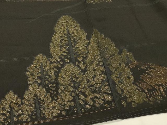 平和屋着物＃羽織　寿光織　遠山風景文　黒地　金銀糸　正絹　逸品　CABH6987in