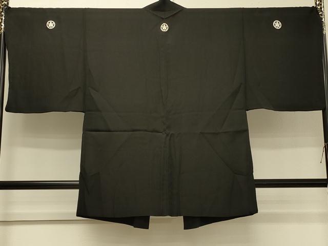 平和屋着物＃男性　長羽織　黒紋付き　正絹　逸品　CABH6989in