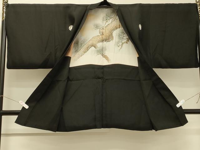 平和屋着物＃男性　長羽織　黒紋付き　正絹　逸品　CABH6989in