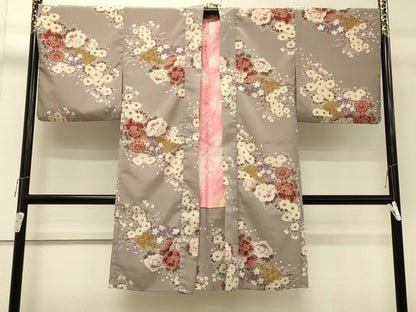 平和屋着物＃H・L（アッシュエル）　HENRI-LUC CHAPUIS　長羽織　扇面草花文　洗える着物　CABH6990in