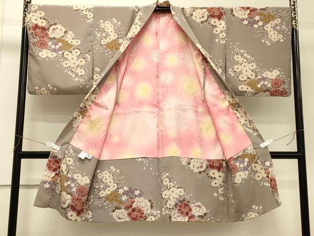 平和屋着物＃H・L（アッシュエル）　HENRI-LUC CHAPUIS　長羽織　扇面草花文　洗える着物　CABH6990in