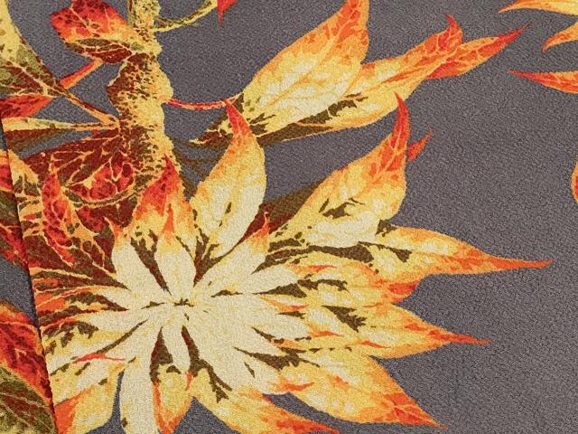 平和屋着物∞長羽織　枝花文　鬼しぼ縮緬　正絹　逸品　CABH6992in