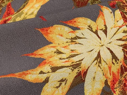 平和屋着物∞長羽織　枝花文　鬼しぼ縮緬　正絹　逸品　CABH6992in