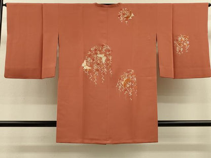 平和屋着物∞道行コート　駒刺繍　総刺繍　舞蝶枝垂れ花文　金糸　正絹　逸品　CABH6995in