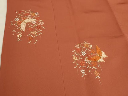 平和屋着物∞道行コート　駒刺繍　総刺繍　舞蝶枝垂れ花文　金糸　正絹　逸品　CABH6995in
