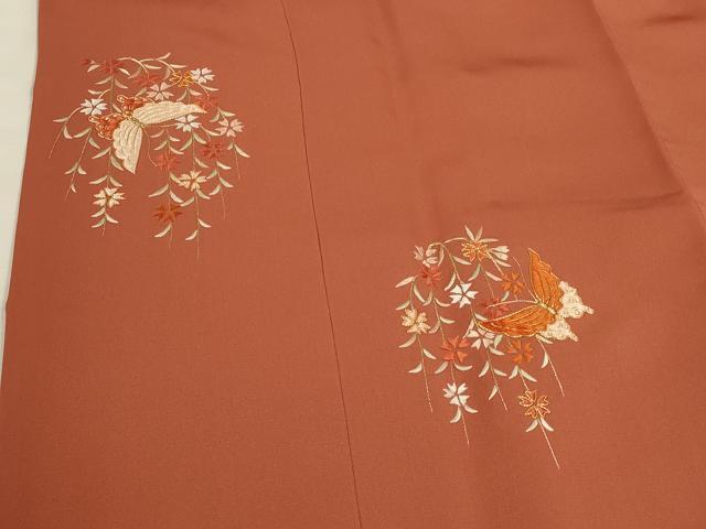 平和屋着物∞道行コート　駒刺繍　総刺繍　舞蝶枝垂れ花文　金糸　正絹　逸品　CABH6995in