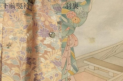 平和屋着物＃道行コート　鳳凰草花文　ロング丈　正絹　逸品　CABH7002in