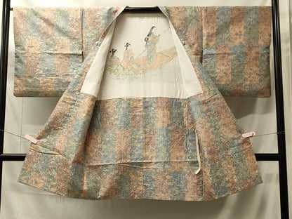 平和屋着物＃道行コート　鳳凰草花文　ロング丈　正絹　逸品　CABH7002in