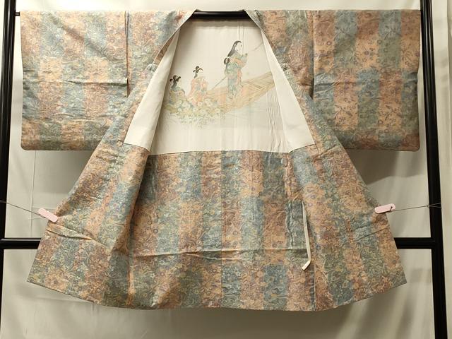 平和屋着物＃道行コート　鳳凰草花文　ロング丈　正絹　逸品　CABH7002in