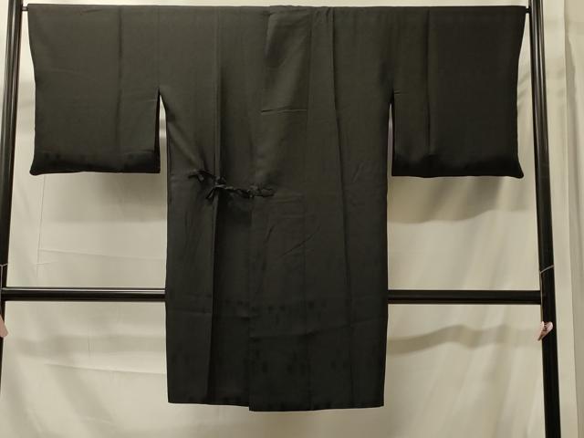 平和屋着物＃道中着　リバーシブル　間道　黒地　金糸　ロング丈　正絹　逸品　CABH7003in
