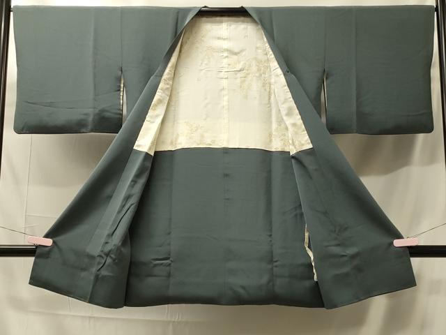 平和屋着物＃道行コート　色無地　岩井茶色　ロング丈　正絹　逸品　CABH7004in