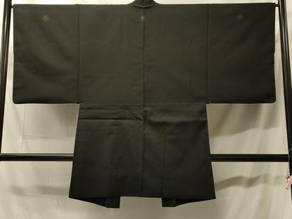 平和屋着物＃男性　長羽織　黒紋付き　正絹　逸品　CABH7005in