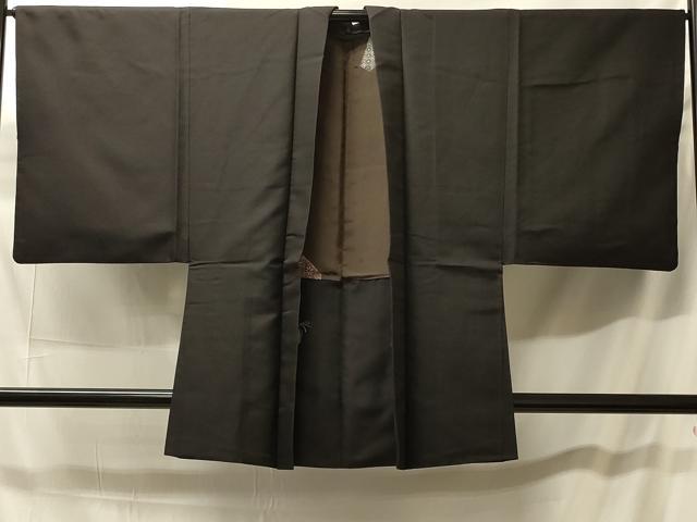 平和屋着物＃男性　羽織　黒地　正絹　逸品　CABH7006in