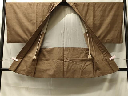 平和屋着物＃男性　羽織　紬地　霞文　正絹　逸品　CABH7008in