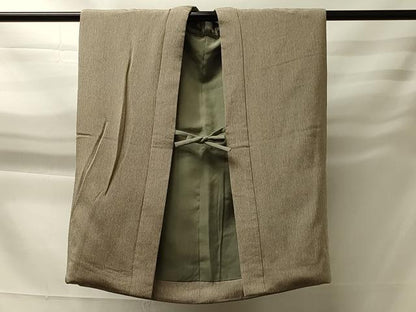 平和屋着物＃男性　袖無し羽織　縞　鬼しぼ縮緬　正絹　逸品　CABH7010in
