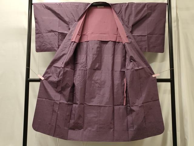 平和屋着物＃道行コート　雨コート　単衣　横段文　三越扱い　反端付き　ロング丈　正絹　逸品　CABH7017in