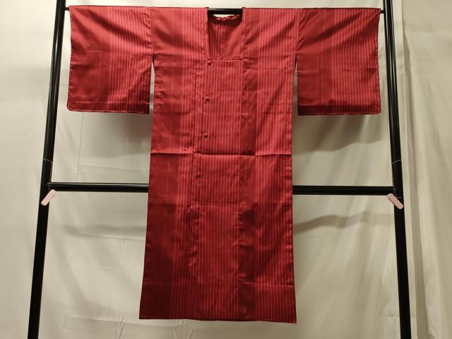 平和屋着物＃道行コート　雨コート　単衣　間道　ロング丈　正絹　逸品　未使用　CABH7019in