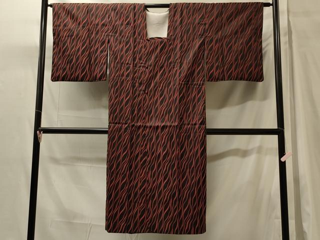 平和屋着物＃道行コート　雨コート　単衣　流水文　ロング丈　正絹　逸品　CABH7023in