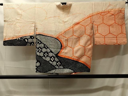 平和屋着物＃羽織　総絞り　亀甲立波文　正絹　逸品　CABH7028in