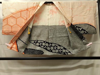 平和屋着物＃羽織　総絞り　亀甲立波文　正絹　逸品　CABH7028in